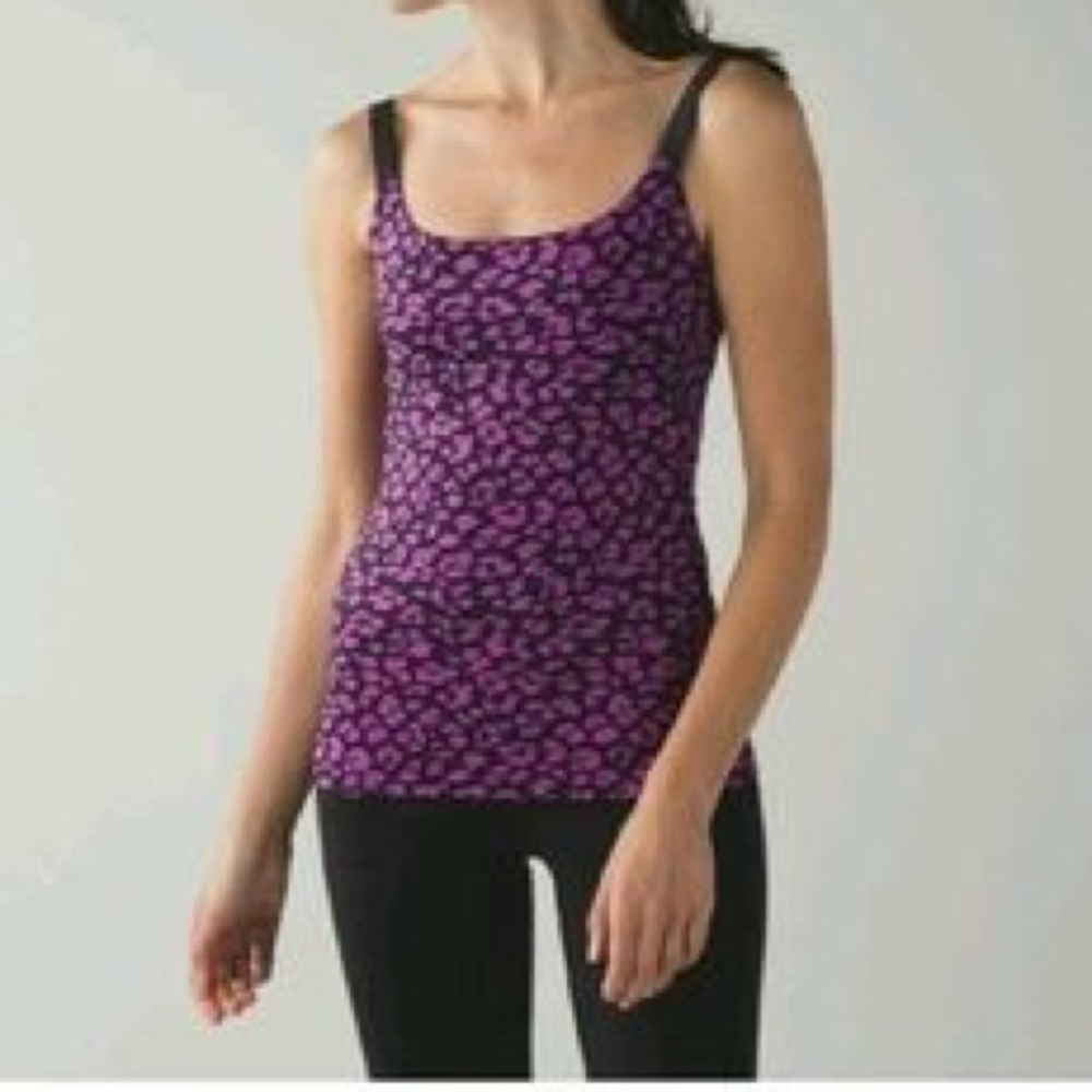 Lulu lemon size 2 purple barre none leopard tank
